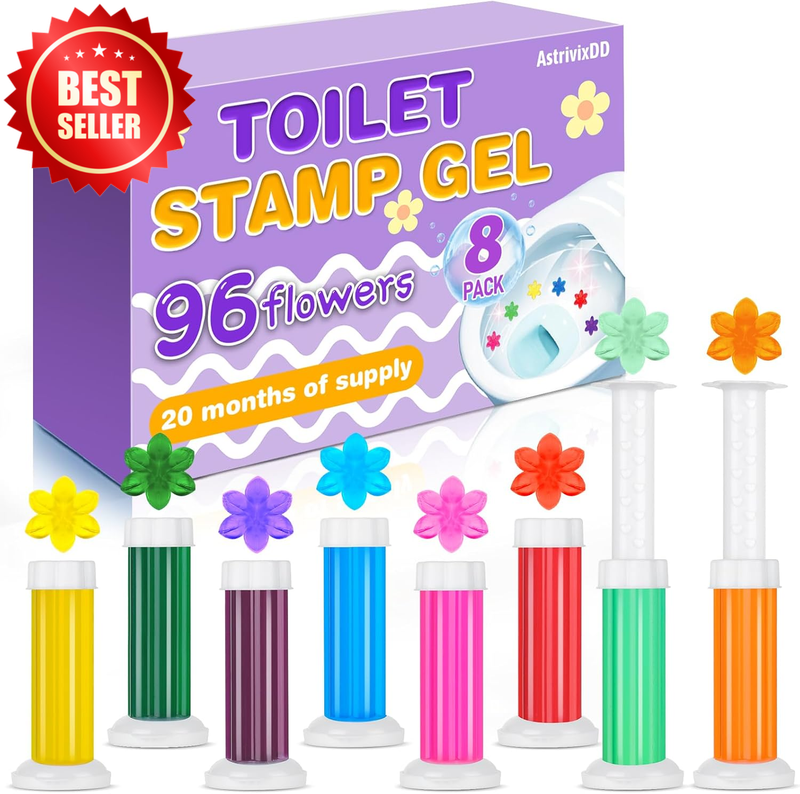 8 Pack Toilet Gel Stamp 96 Stamps 8 Scent Flower Shaped Freshener US