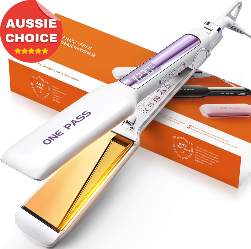 Titanium Hair Straightener 42mm Plate Rapid Heating LED Display 11 Temp Levels