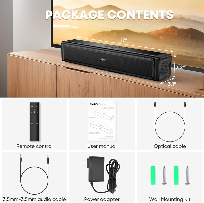 Sound Bar,Soundbar for TV with 4 Powerful Speakers,Surround Sound System for TV,