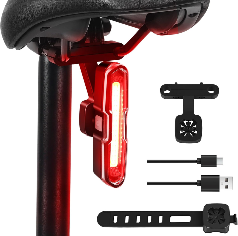 Rear Bike Light Powerful 110 Lumens - Bike Light 5 Modes Red/Blue, Waterproof IP