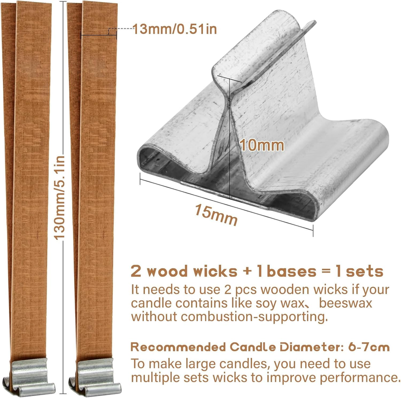100 Wood Wicks For Candles Making - Smokeless Wooden Candle Wicks Crackling Cand