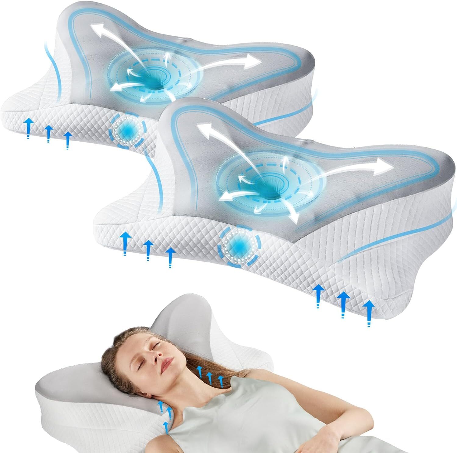 SMUG Contour Memory Foam Pillow Adjustable Heights, Superior Support & Comfort