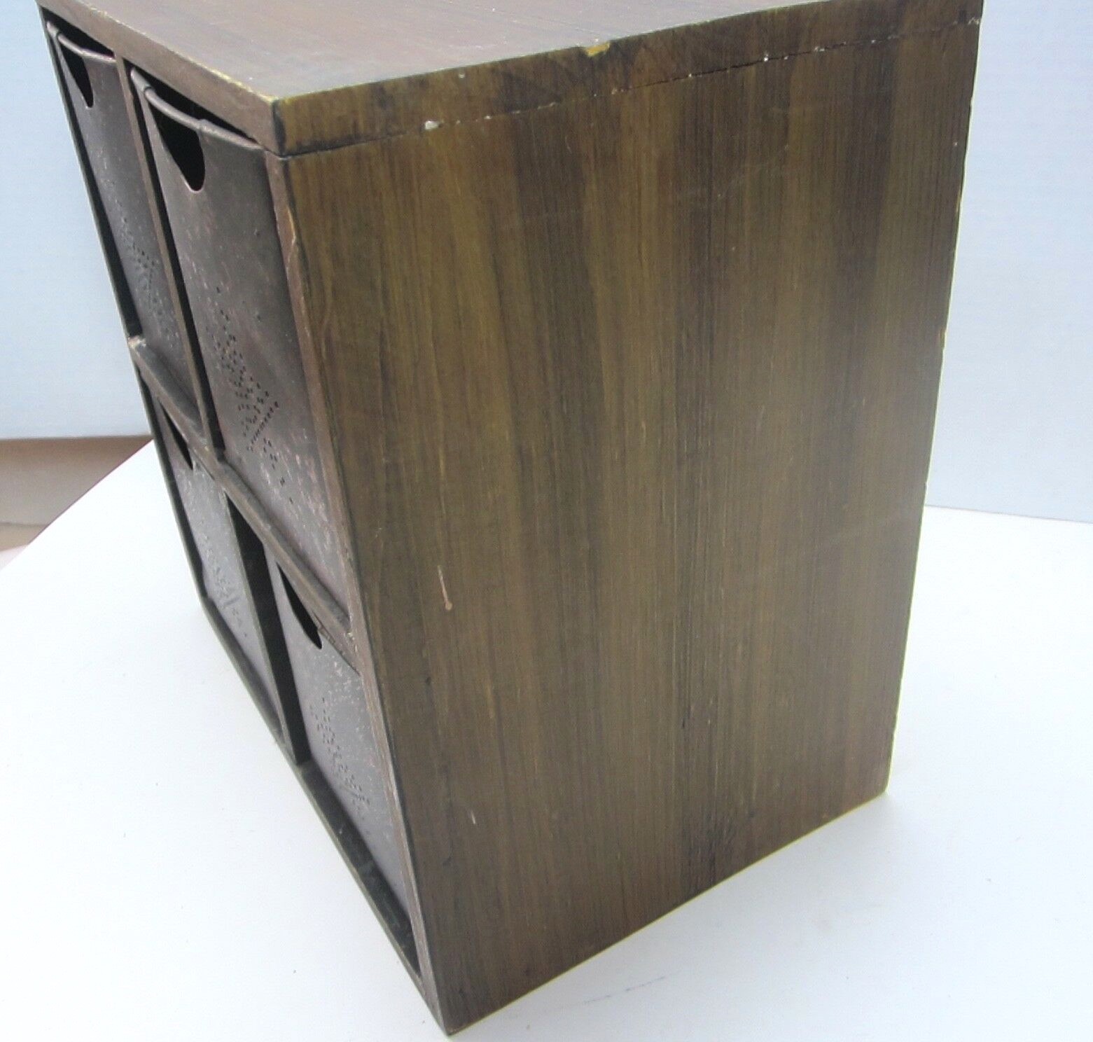 Vintage Style Primitive Wood Box Organizer with Drawers Crafts Sewing 4 drawers