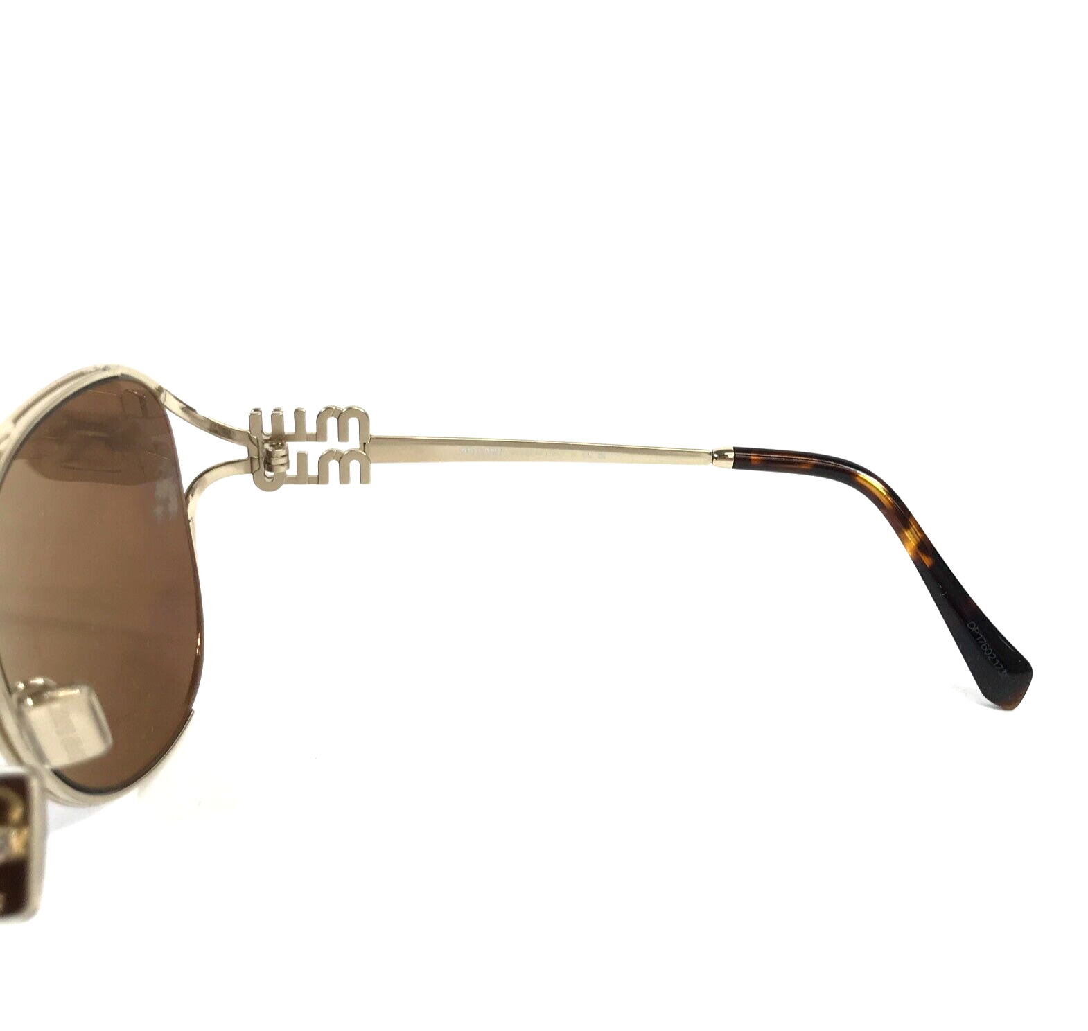 Pre-owned Miu Miu Sunglasses Smu52z Zvn-70d Pale Gold Aviator Frames W Brown Violet Lenses