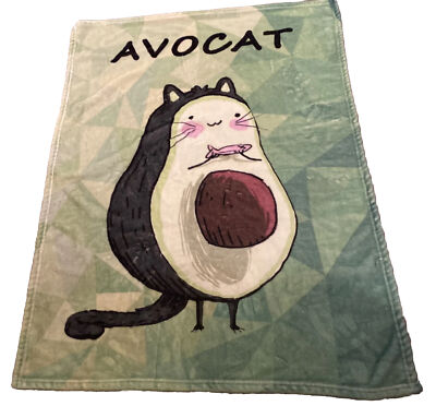Avocado Avocat Kitty Cat Throw Lap Blanket 28  X 38  Very Soft