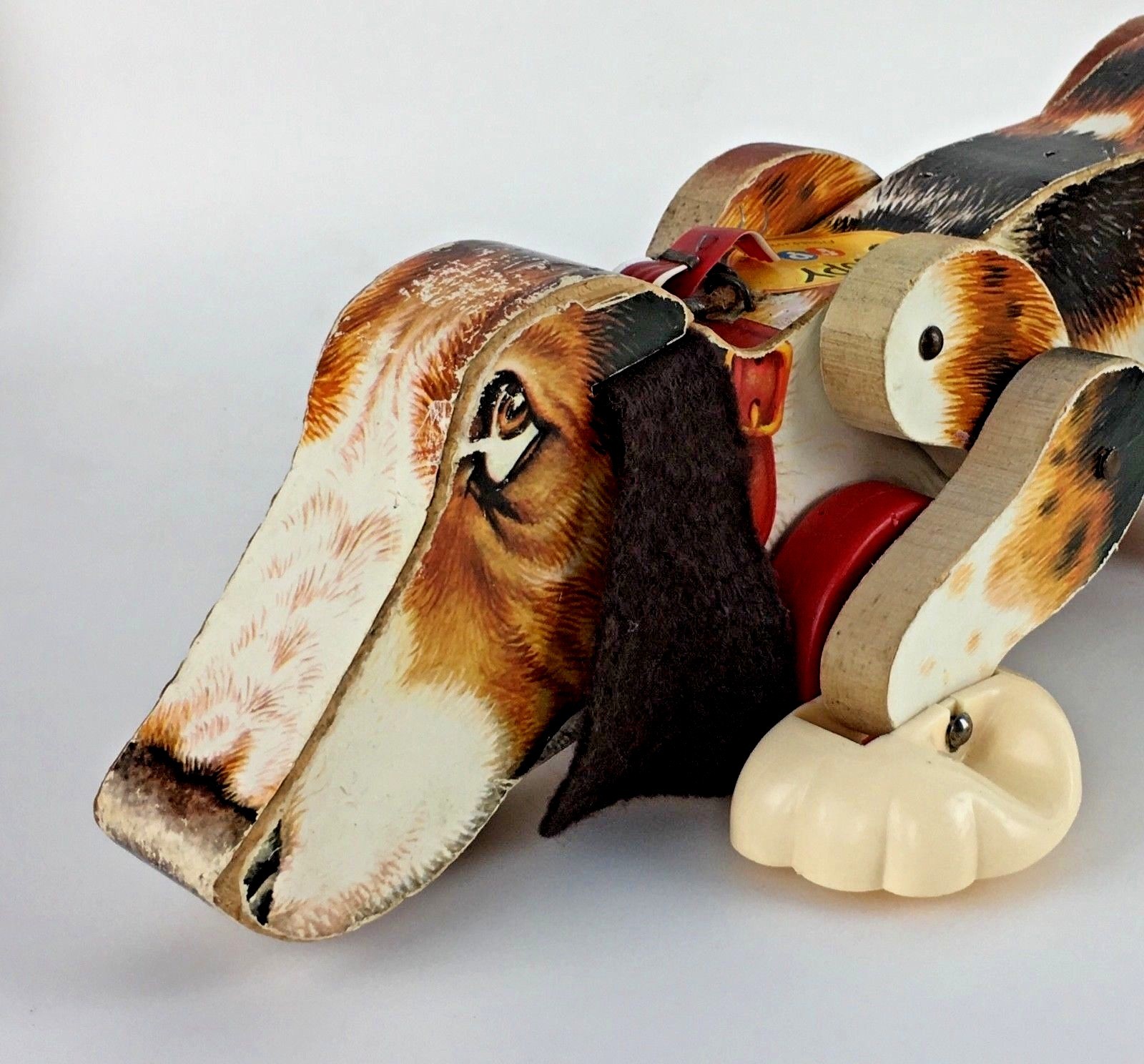 Fisher Price Snoopy Dog Vintage Wooden Pull Toy 1961 Toy 181 Spots Works Gift