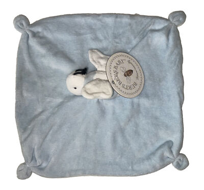 Burt's Bees Blue Hold Me Bee Crinkle Organic Security Blanket Lovey 11x11 NWT