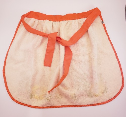 Vintage 60's Small Half Apron Farmer's Market Fruit Floral Yellow Orange Striped