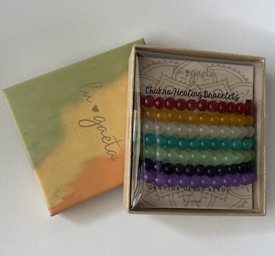 7 Pieces Chakra Healing Glass Bead Stretch Bracelet Set