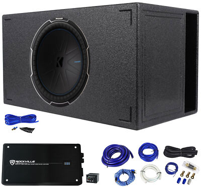 Kicker 51CWQ152 COMP Q 15'' 1200w Car Subwoofer+Vented Box+Mono Amplifier+Amp Kit