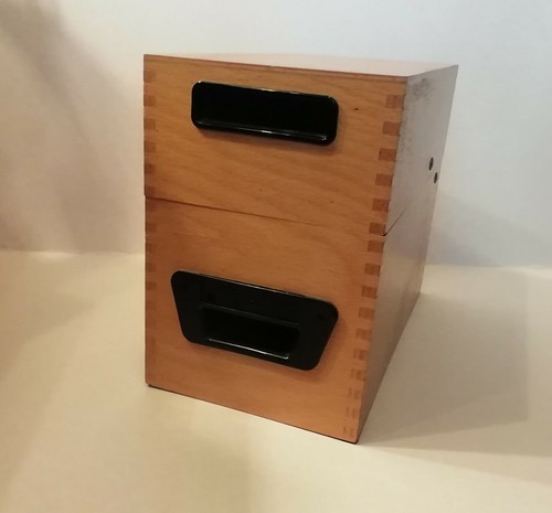 Karteikasten Sammelkarten Holz verzapft gebraucht