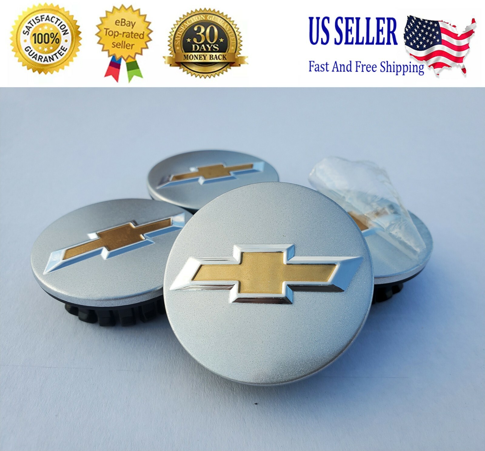 4X CHEVROLET 58mm Wheel Center Caps, CAMARO, COBALT, CAPTIVA