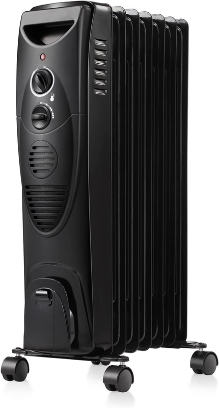Oil Filled Radiator Heater - 3 Heat Settings, Adjustable Thermostat, Quiet and P