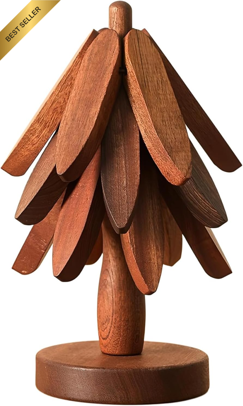 3Pcs Wooden Trivets, Yellow-Brown Tree Coasters - Table Decoration for Hot Dishe