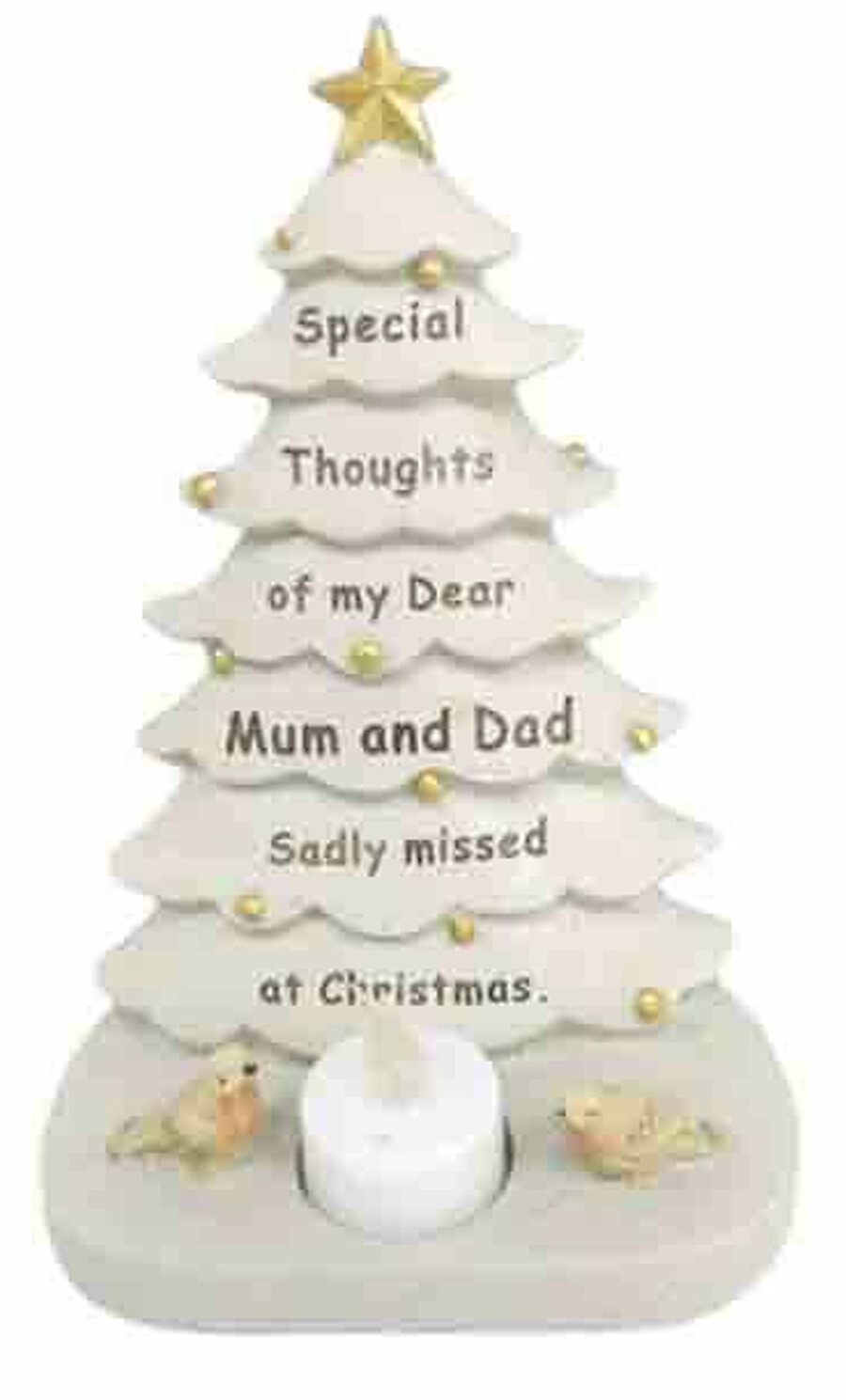 Mum and Dad Christmas Tree With Flickering Tea Light Graveside Memorial