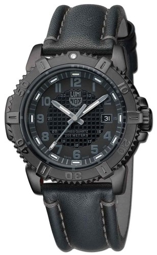 Pre-owned Luminox Modern Mariner Black Pvd Black Dial Black Leather Mens Watch Xs.6251.bo