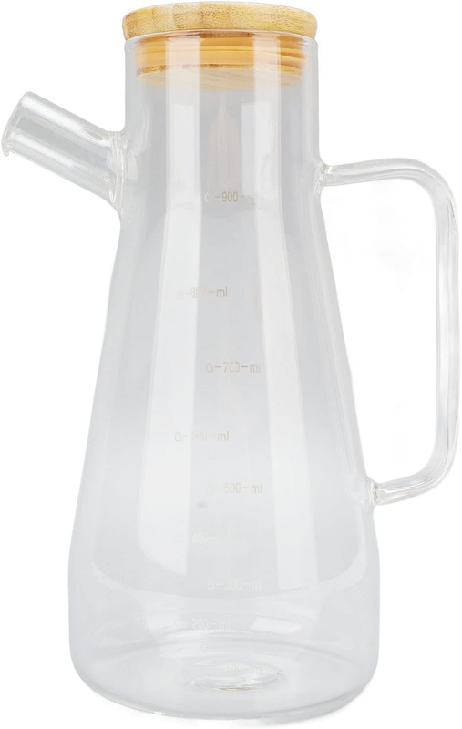 Clear Oil Dispensing Bottle, High Borosilicate Glass Olive Oil Dispenser with Po