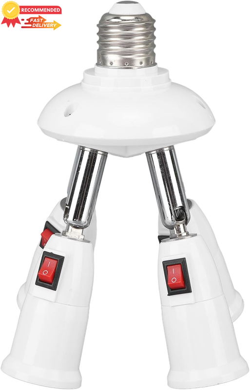 3-in-1 Light Socket Splitter E26 E27 Adapter, Adjustable Bendable for LED Bulbs
