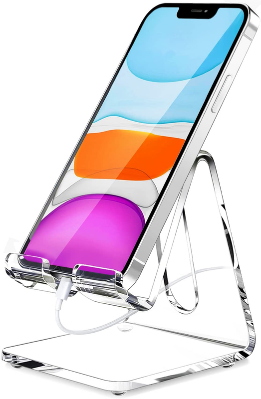 Acrylic Cell Phone Stand, Portable Clear Phone Stand for Desk, Compatible with P