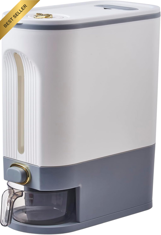 Rice Dispenser, Large Grain Container Storage with Lid Measuring Cylinder Moistu