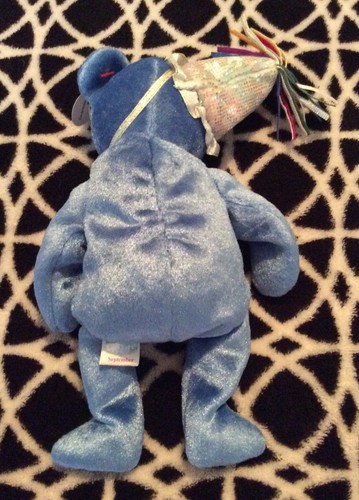 NWT Ty The Birthday Beanies Collection Series SEPTEMBER Blue Bear w/ Party Hat