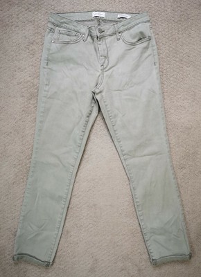 Jessica Simpson Jeans Womens 6 Rolled Crop Skinny Mid Rise Green Denim Stretch