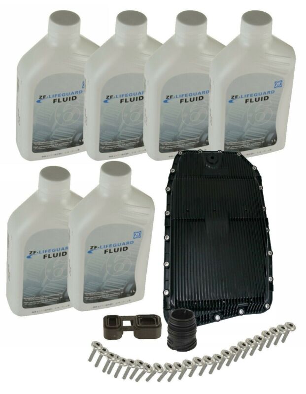 Oem Zf 6 Liters Auto Trans Fluid & Filter Kit Oil Pan With Bolt And Plug Adapter