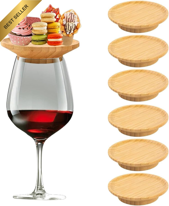 6 PCS Wine Glass Charcuterie Topper, Bamboo Wine Glass Charcuterie Board Topper,