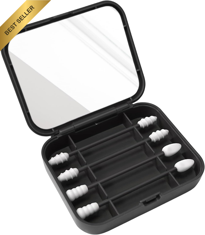 Reusable Silicone Swabs, 4 PCS Double Ended Swab Sticks with Storage Case for Pe