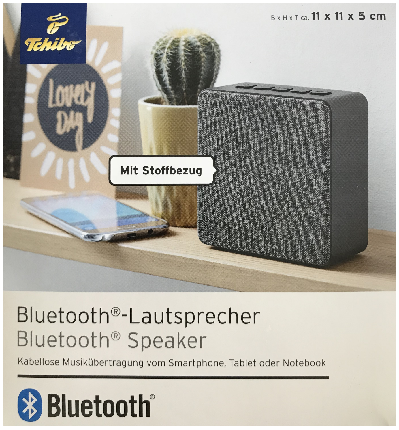 TCM Tchibo Bluetooth Lautsprecher mit Stoffbezug AUX Micro USB