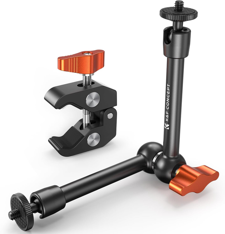 9.8" Magic Arm with Super Clamp, Camera Clamp with 1/4" 3/8" Thread Screw, Artic