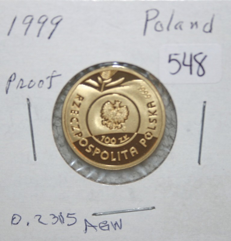 Proof Gold Coin – 1999 Poland 100 Złotych John Paul II, the Pilgrim