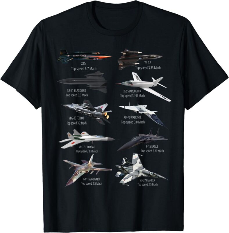 Military's Fastest Jet Fighters Aircraft Plane of the World T-Shirt