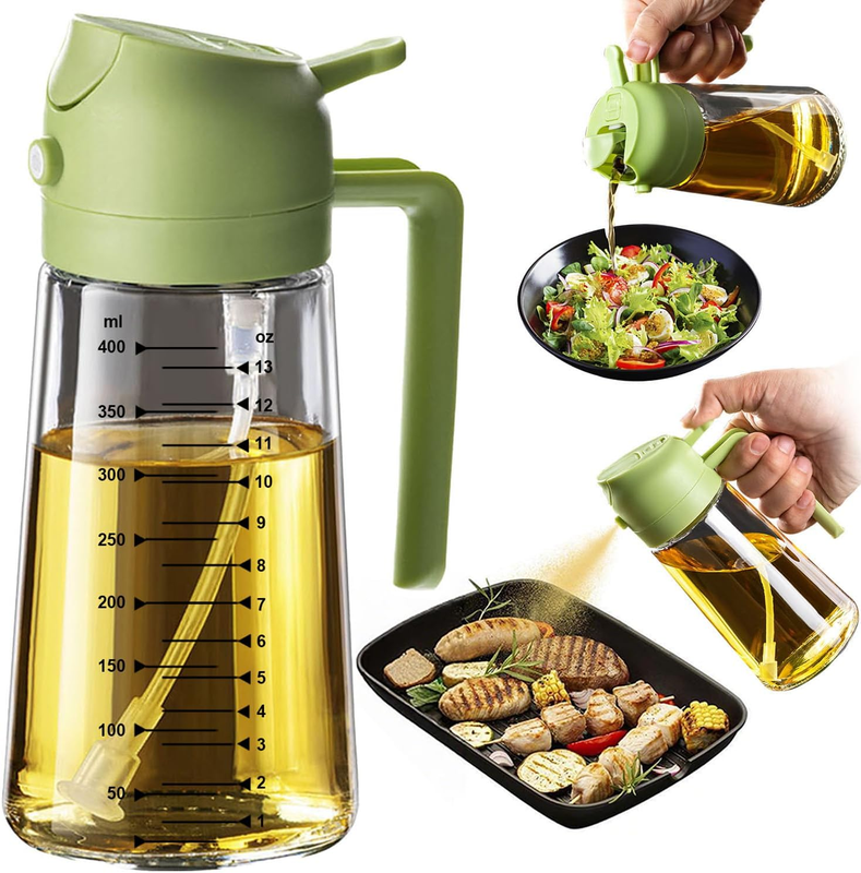 470Ml 2 in 1 Glass Olive Oil Spray Bottle - Olive Oil Dispenser for Cooking, Kit