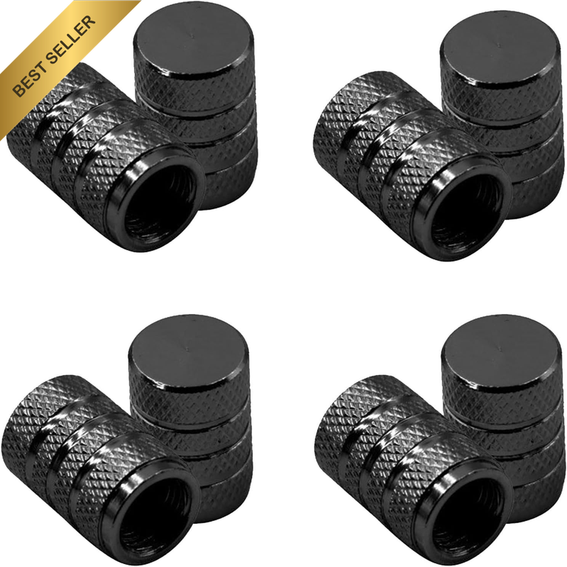 Aluminium Tyre Valve Stem Caps Dust Covers, Black, 8 Pack | Cars, Bikes & Trucks
