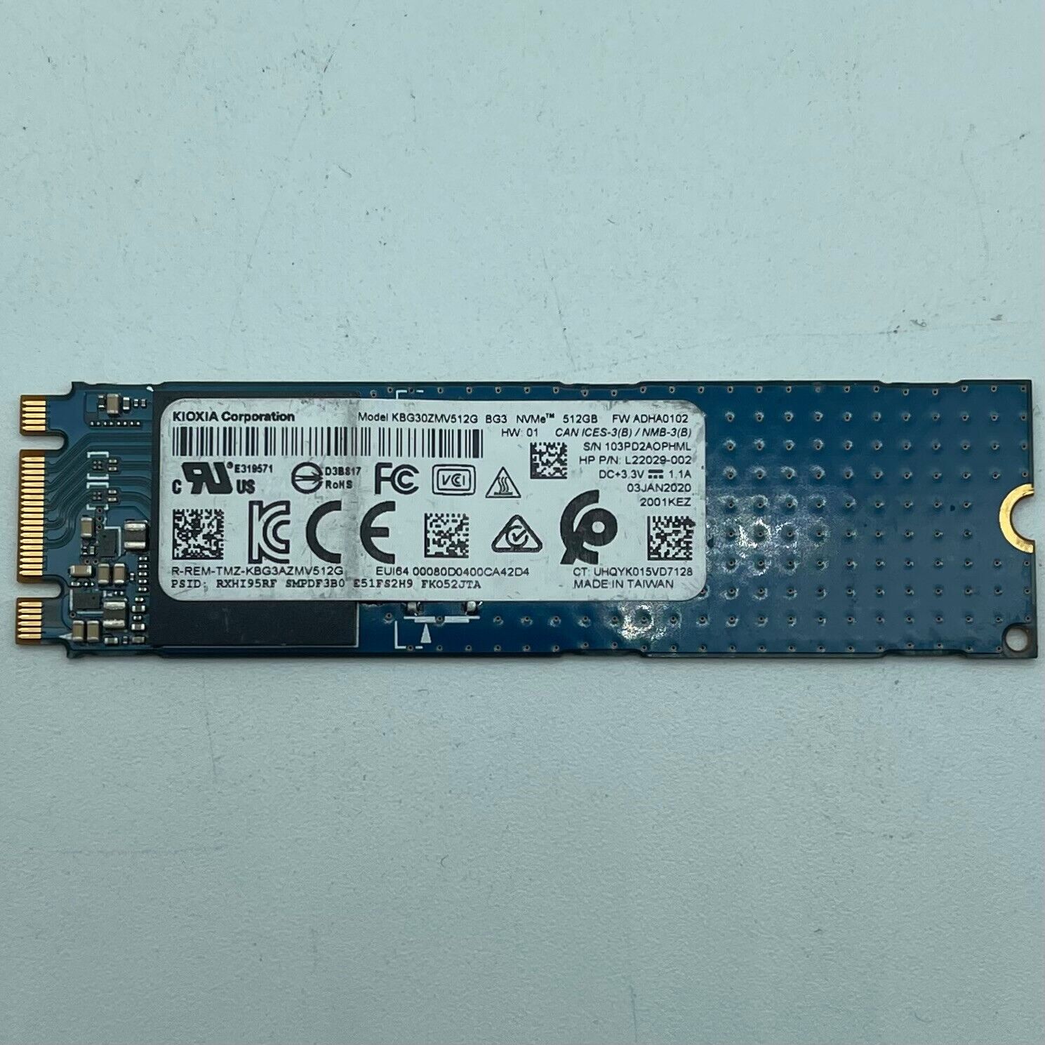 Toshiba BG3 512GB NVMe M.2 PCIe SSD Solid State Drive Toshiba BG3 512GB NVMe M.2 PCIe SSD Solid State Drive