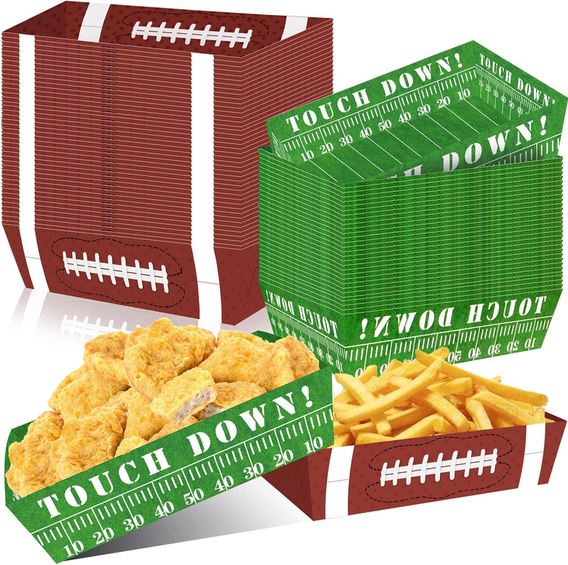 50pcs Football Paper Food Trays Disposable Serving Boats Party...