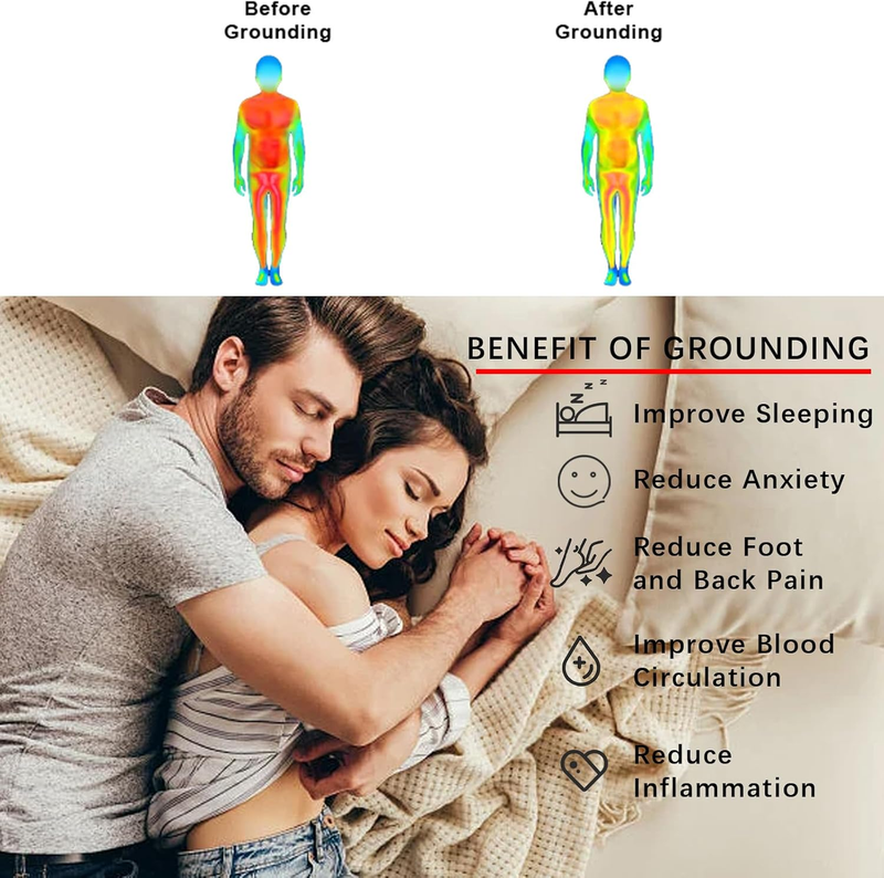 Grounding Sheets for Bed Queen Size, Grounding Flat Sheet with Silver Fiber & Co