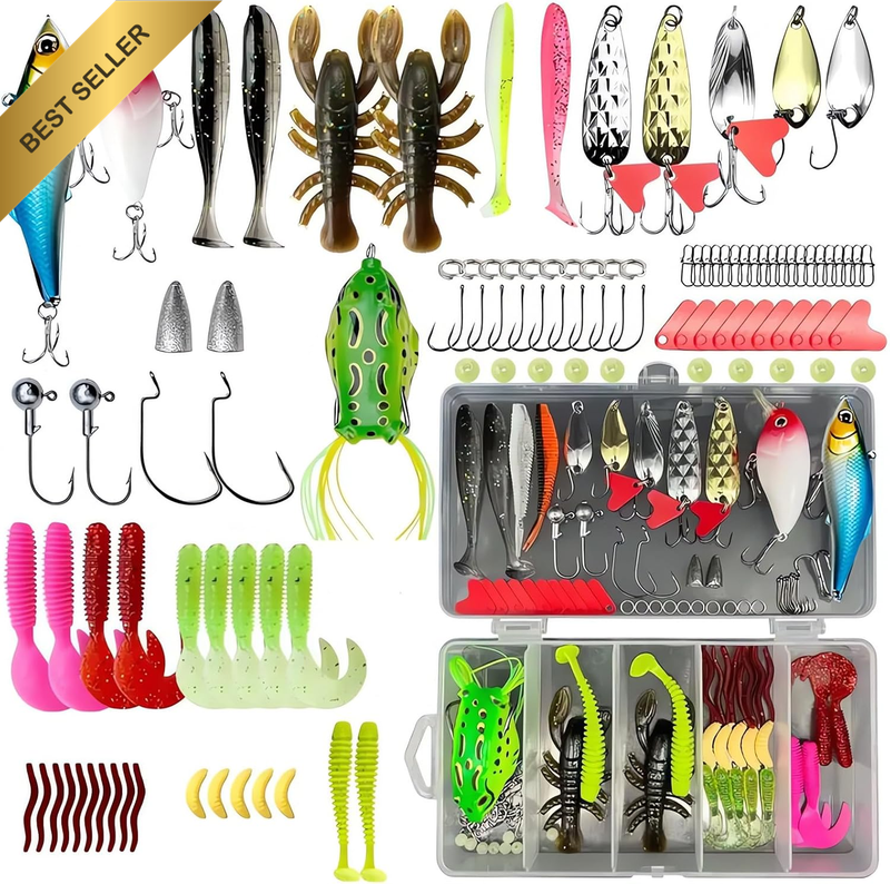 112 Pcs Fishing Lure Kit, Baits Tackle Including Crankbaits