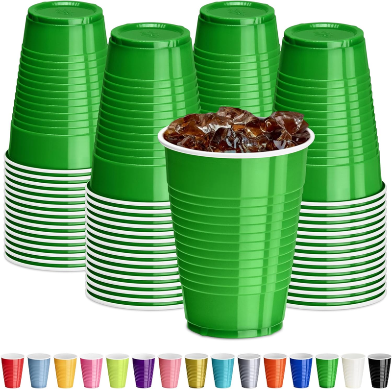 40ct Dark Green Plastic Cups 12oz Disposable Reusable Party Dr...