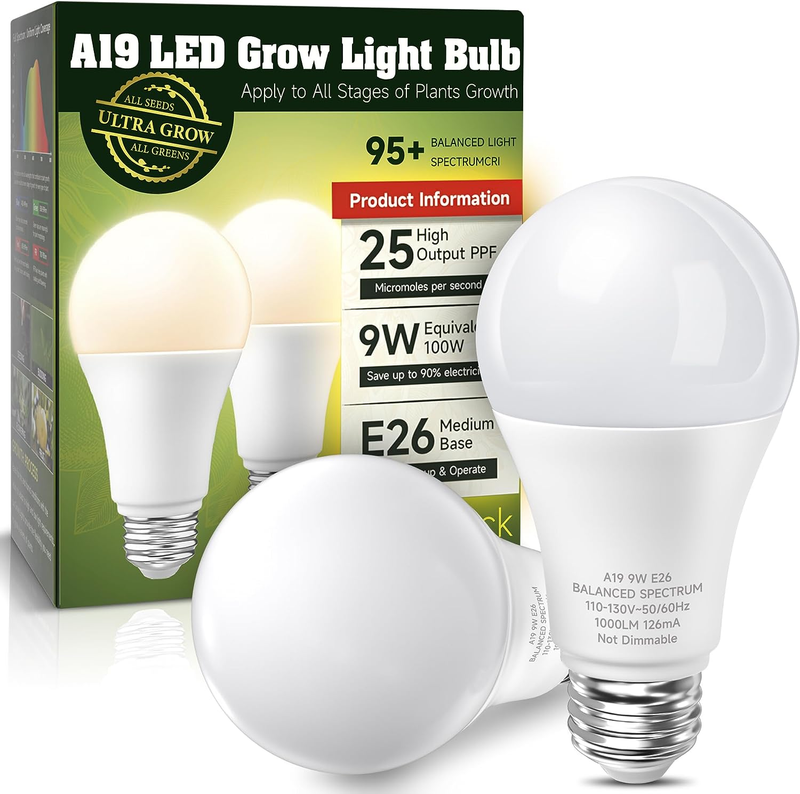 , Led Grow Light Bulbs A19, Full Spectrum Plant Light Bulbs
