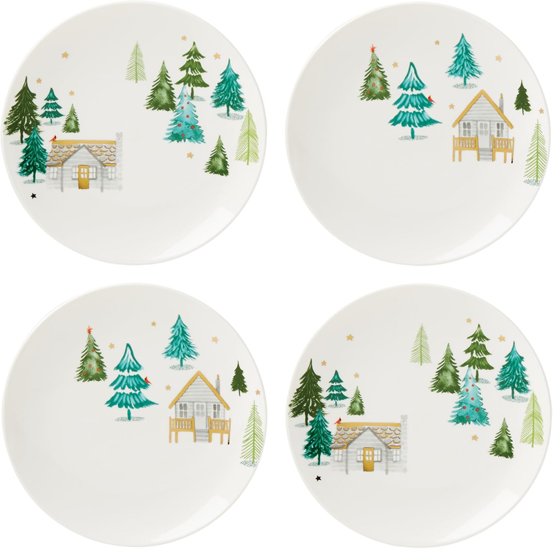 Lenox Balsam Lane 4-Piece Accent Plate Set, Christmas Drinkwar...