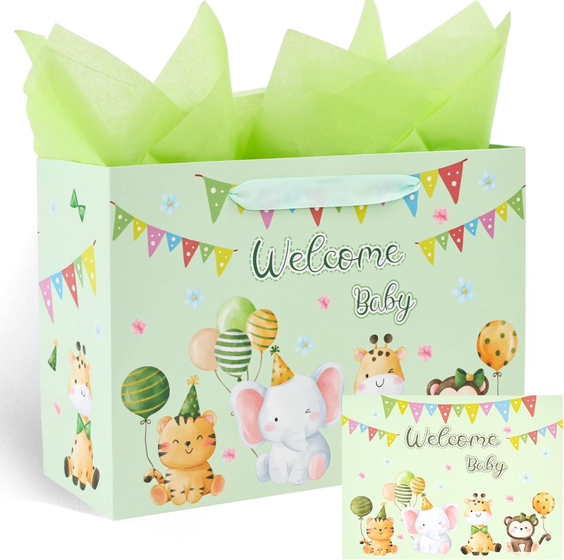 Bag With Tissue Paper Ribbon Greeting Card F