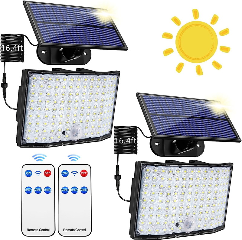 Upgrade Solar Motion Sensor Lights, 244 LED Solar Light with Separate Panel,Ip65