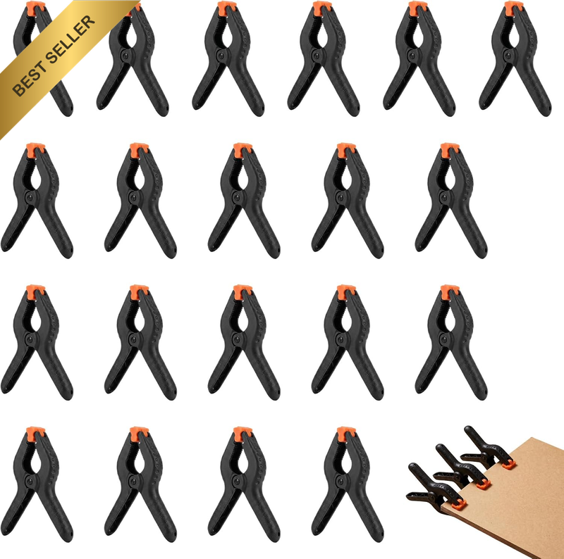 20Pcs 2 Inch Plastic Spring Clamps, Premium Mini Fixed Clip for Woodworking, Pho