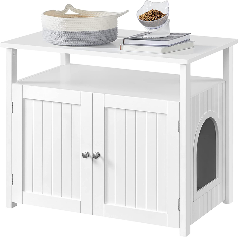Cat Litter Box Enclosure, Hidden Cat Washroom with Storage Shelf & Adjustable In