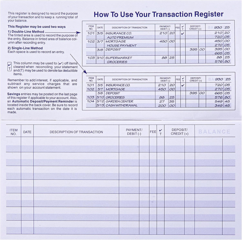 12PCS Check Registers for Personal Checkbook, Easy to Read Checkbook ...