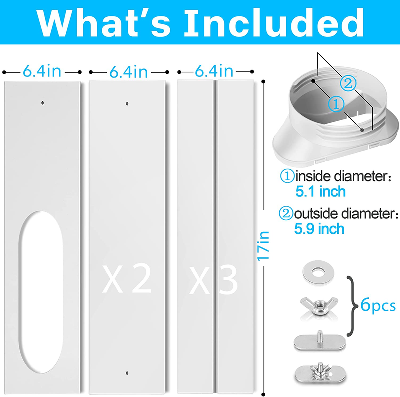 Sliding Door Air Conditioner Kit for 5.1 & 5.9 Inch Exhaust Hose of Portable AC