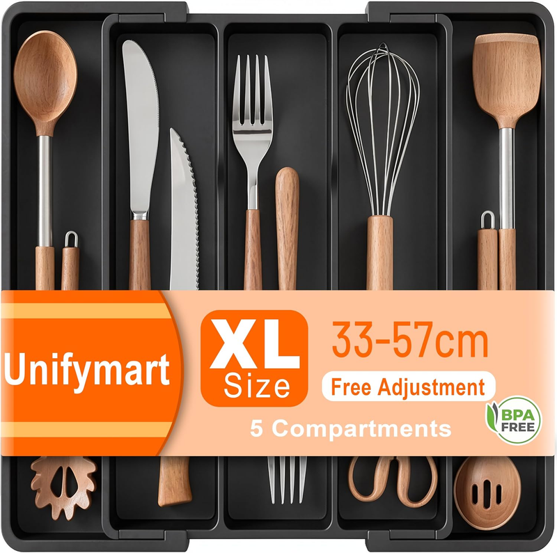 Expandable Cutlery Drawer Organiser,Extra Large Utensil Tray for Kitchen Storage