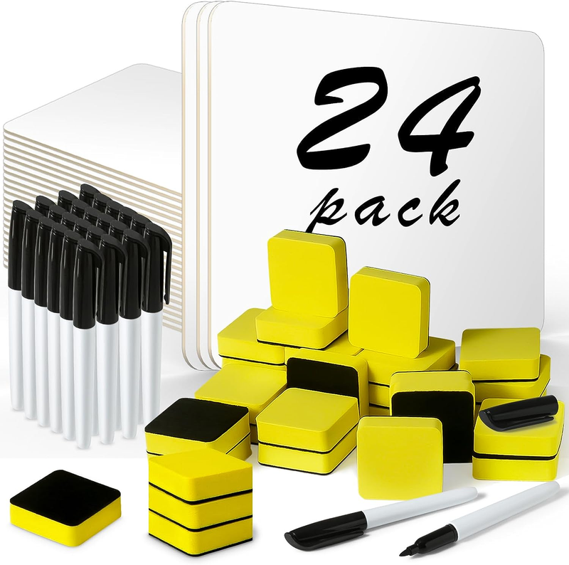 24/32pcs Small Dry Erase Boards 9X12''Double Sided  Boards with Markers, Erasers